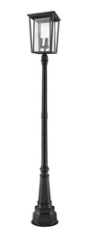 Seoul 3 Light Outdoor Post Mounted Fixture in Black Finish
