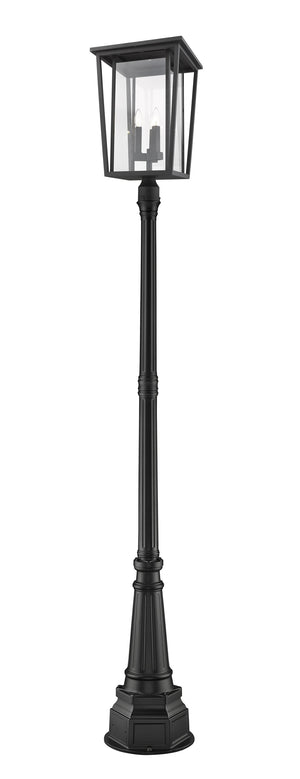 Seoul 3 Light Outdoor Post Mounted Fixture in Black Finish
