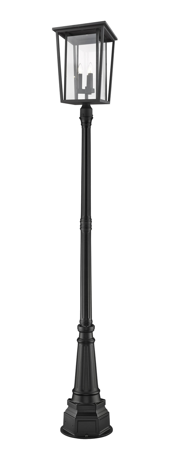 Seoul 3 Light Outdoor Post Mounted Fixture in Black Finish