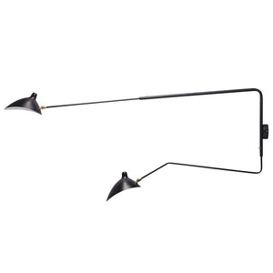 Astrom Two Armed Wall Lamp - Black w/ Brass Accent