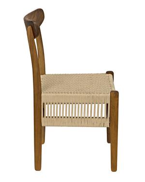 Shagira Teak Chair with Flat Clear Coat and Woven Rope Seat