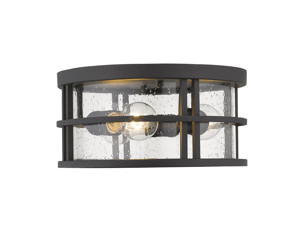 Jordan 3 Light Outdoor Flush Ceiling Mount Fixture in Black Finish