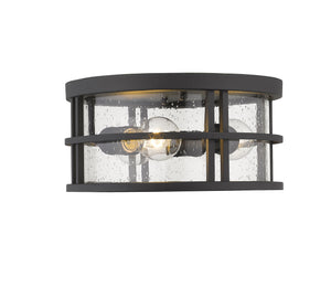 Jordan 3 Light Outdoor Flush Ceiling Mount Fixture in Black Finish