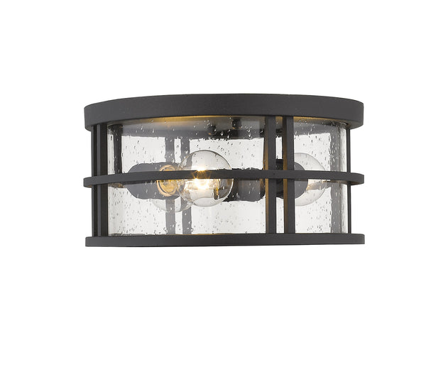 Jordan 3 Light Outdoor Flush Ceiling Mount Fixture in Black Finish