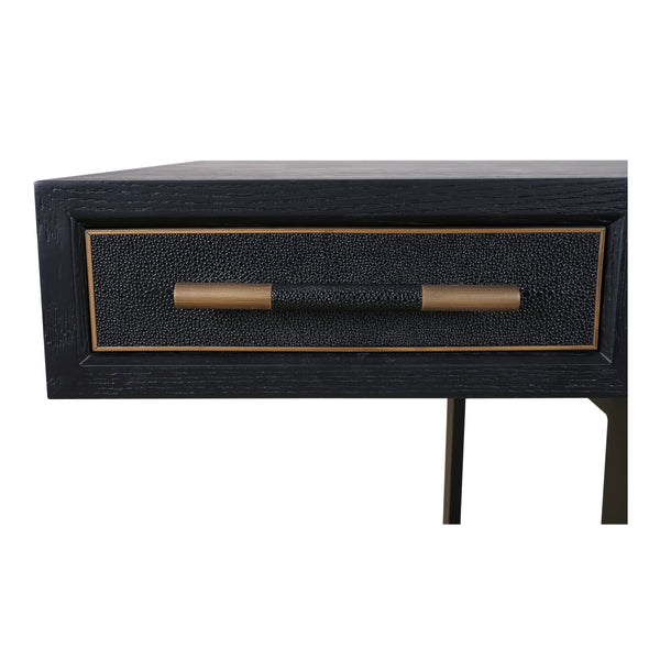 Mako Three-Drawer Desk in Black Vegan Leather