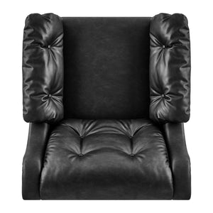 Larry Faux Leather Tufted Accent Arm Chair, Casa Black