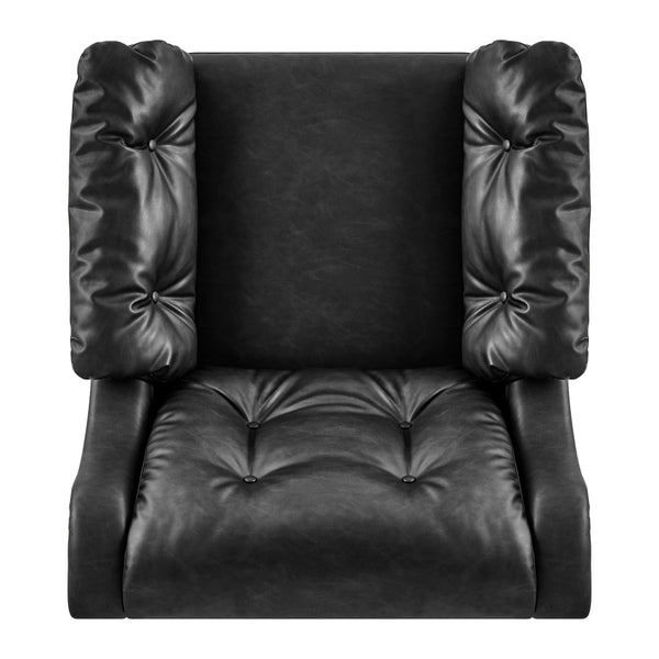 Larry Faux Leather Tufted Accent Arm Chair, Casa Black