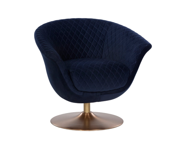 CARINE SWIVEL LOUNGE CHAIR - QUILTED ABBINGTON NAVY