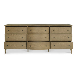 Sadie 9 Drawer Dresser in Brown Oak Finish