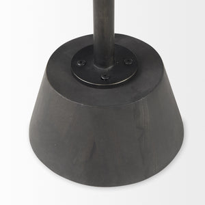 Maxwell 20" Round Dark Brown Wood w/ Black Metal Pedestal Side Table