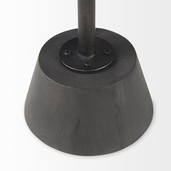 Maxwell 20" Round Dark Brown Wood w/ Black Metal Pedestal Side Table
