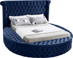 Lorena King Bed In Navy Velvet