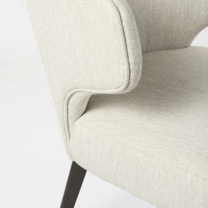 Niles 22.5L x 24.0W x 32.0H Cream Fabric Seat W/ Dark Brown Wooden Legs Wingback Dining Chair