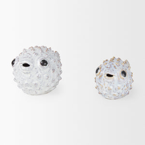 Spike I (Small) 8L x 4W Off-White Ceramic Puffer Fish