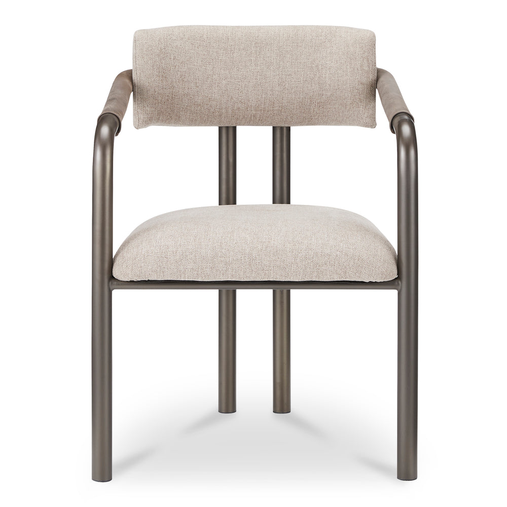 Moe's Cassidy Dining Chair in Brown with Leather Arms