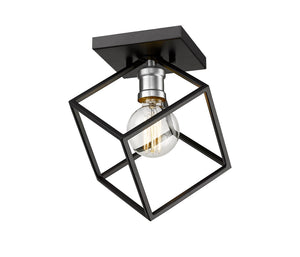 Vertical 1 Light Flush Mount in Matte Black + Brushed Nickel Finish