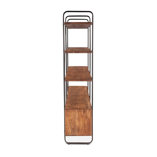 Verbania 75" Acacia Wood Bookshelf, Pecan Brown