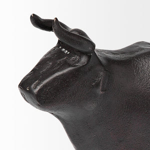 Taurus II 9L x 4W Black Cast Aluminum Bull Decorative Object