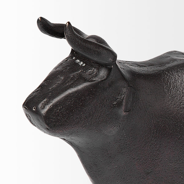 Taurus II 9L x 4W Black Cast Aluminum Bull Decorative Object