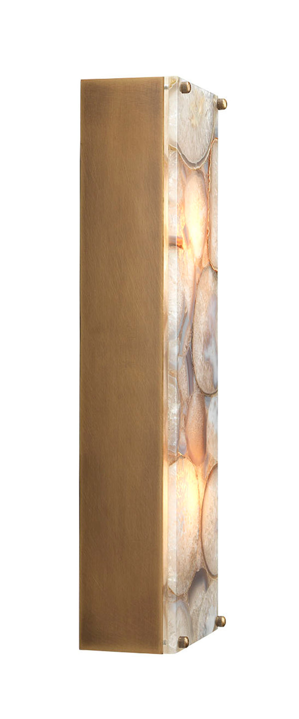 Adeline Rectangle Wall Sconce, Agate Resin and Antique Brass