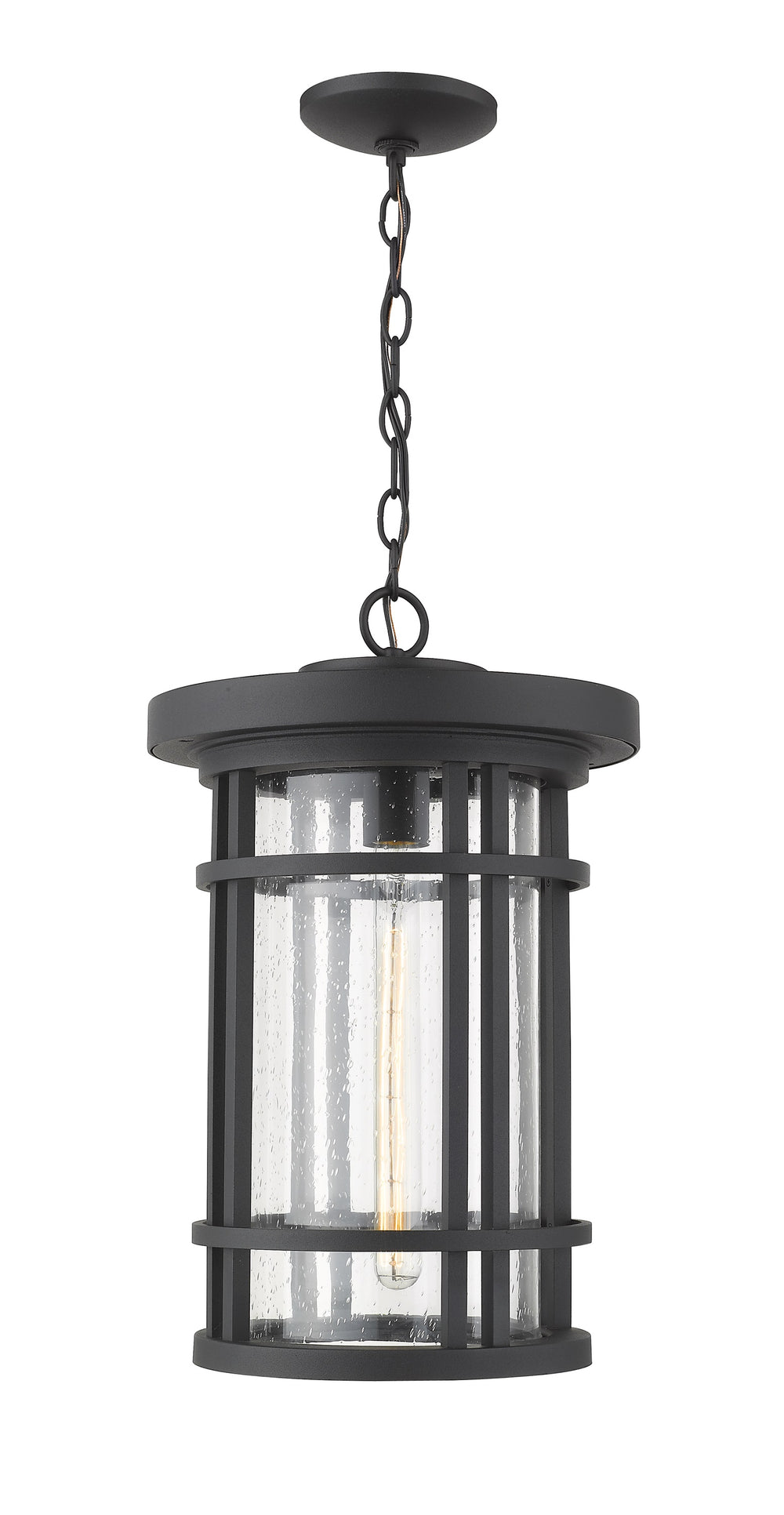Jordan 1 Light Outdoor Chain Mount Ceiling Fixture in Black Finish