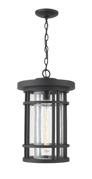 Jordan 1 Light Outdoor Chain Mount Ceiling Fixture in Black Finish
