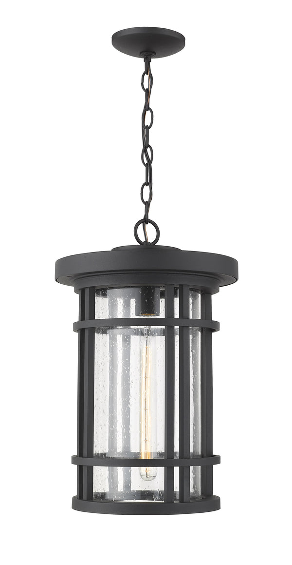 Jordan 1 Light Outdoor Chain Mount Ceiling Fixture in Black Finish