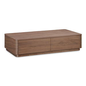 Moe's Round Off Coffee Table with Storage in Walnut Brown