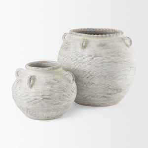 Misha 25.2L x 25.2W x 22.4H Cream Ceramic Floor Vase