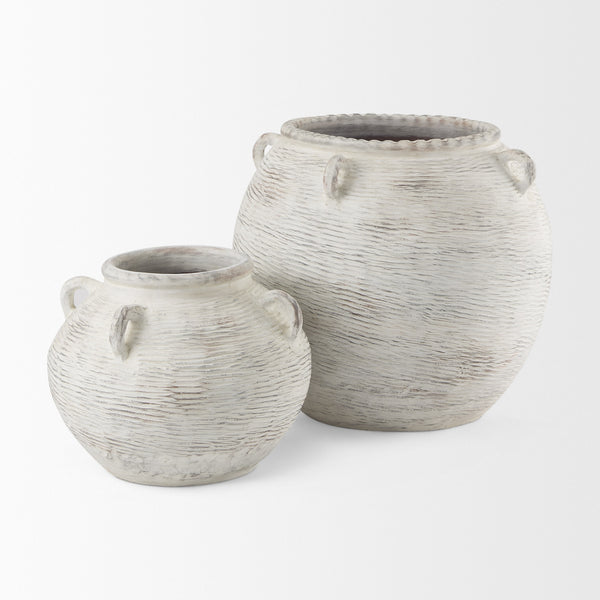Misha 25.2L x 25.2W x 22.4H Cream Ceramic Floor Vase
