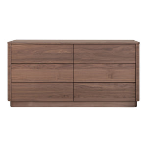 Moe's Round Off Six-Drawer Walnut Dresser