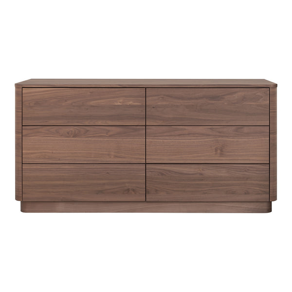 Moe's Round Off Six-Drawer Walnut Dresser