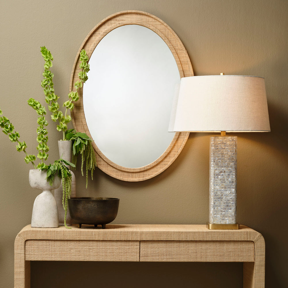 Preston Mother of Pearl Table Lamp with Linen Shade