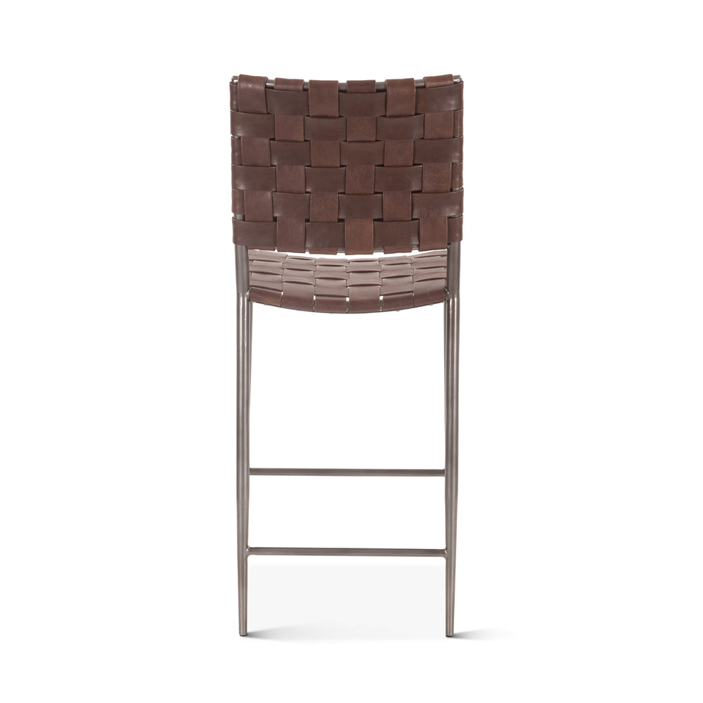Copenhagen 17" Buffalo Leather and Iron Counter Chair, Brown
