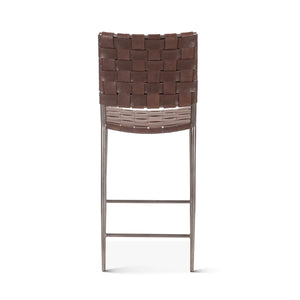 Copenhagen 17" Buffalo Leather and Iron Counter Chair, Brown