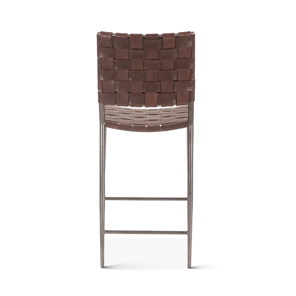 Copenhagen 17" Buffalo Leather and Iron Counter Chair, Brown