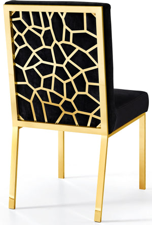 Sammy Dining Chair In Black Velvet and Gold