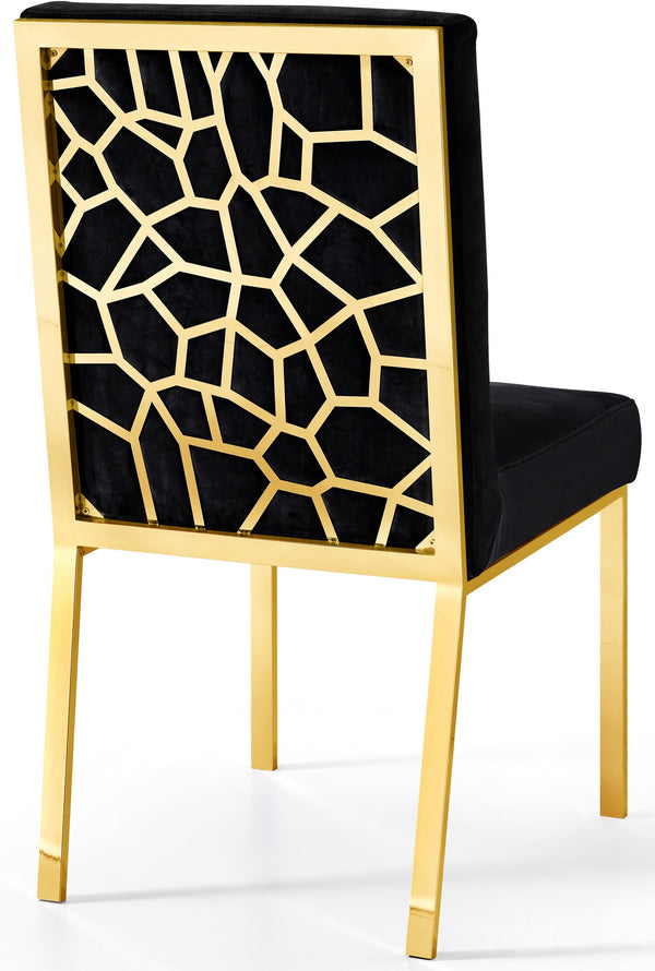 Sammy Dining Chair In Black Velvet and Gold