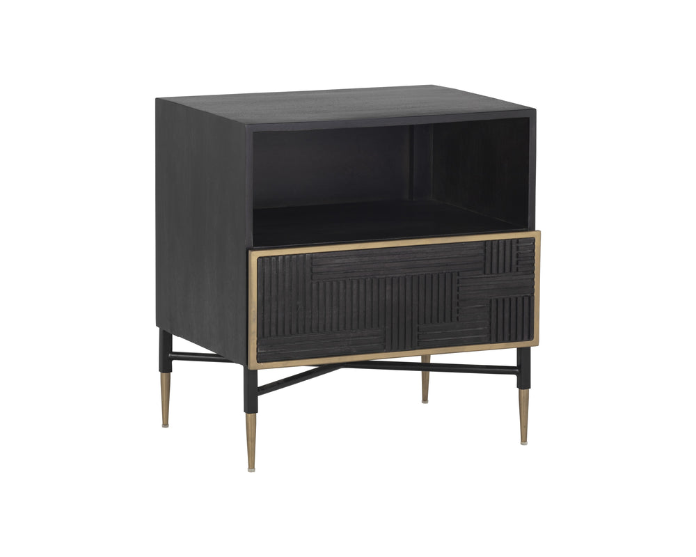 Markwood Nightstand - Brass - Dark Brown