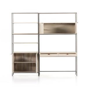 Trey Modular Wall Desk W/ 1 Bookcase - Dove Poplar