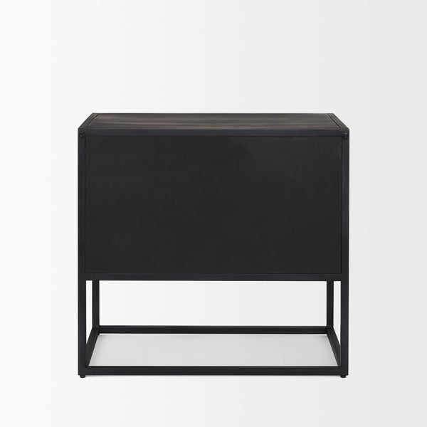 Sloan Black Wood W/Black Metal Frame Side Table
