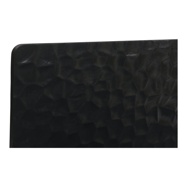 Misaki Queen Bed in Black with Carved Headboard