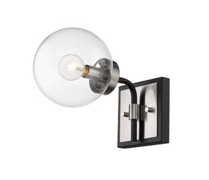 Parsons 1 Light Wall Sconce in Matte Black + Brushed Nickel Finish