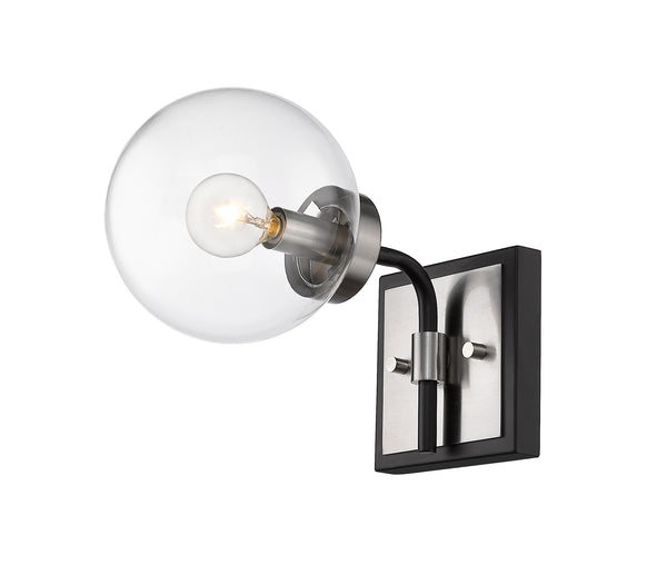 Parsons 1 Light Wall Sconce in Matte Black + Brushed Nickel Finish