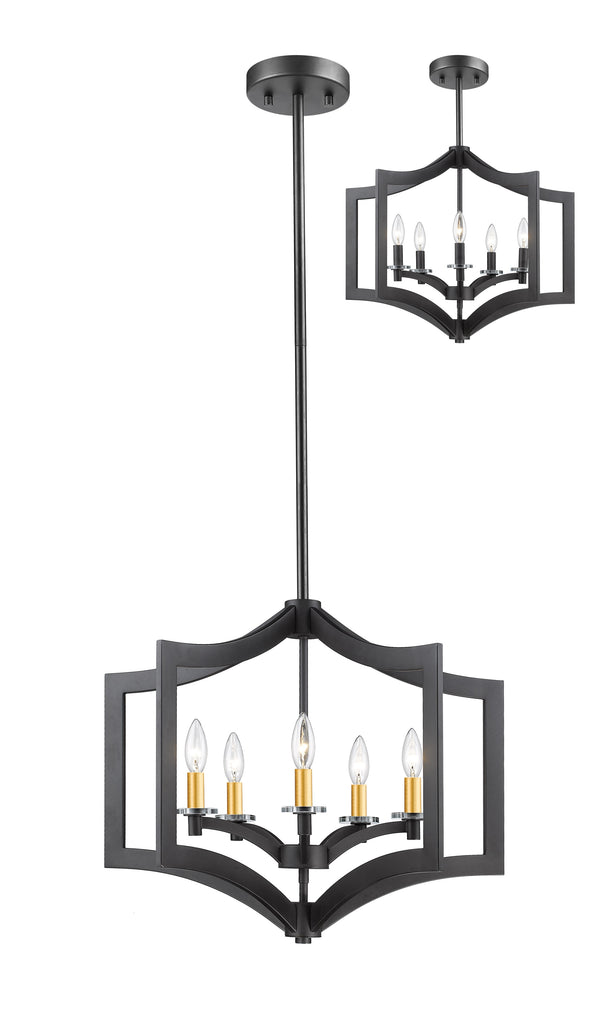 Zander 5 Light Pendant in Bronze Finish