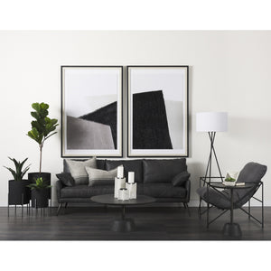 Maxwell 34L x 34W x 16H Dark Brown Wood W/ Black Metal Pedestal Base Round Coffee Table