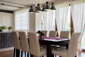 Soriano 6 Light Island/Billiard in Matte Black + Heritage Brass Finish