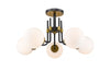 Parsons 5 Light Semi Flush Mount in Matte Black + Olde Brass Finish