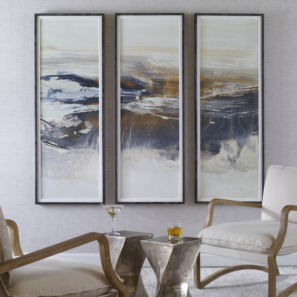 Graphite Horizon Framed Prints, Set/3