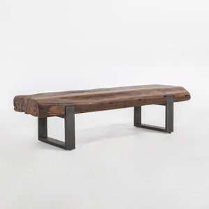 Duarte Reclaimed Pine Wood Bench with Metal Legs